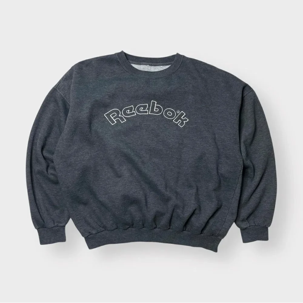 Vtg 90s Reebok Embroidered Logo Sweatshirt, Oversized Loose, Fleece Warm XL